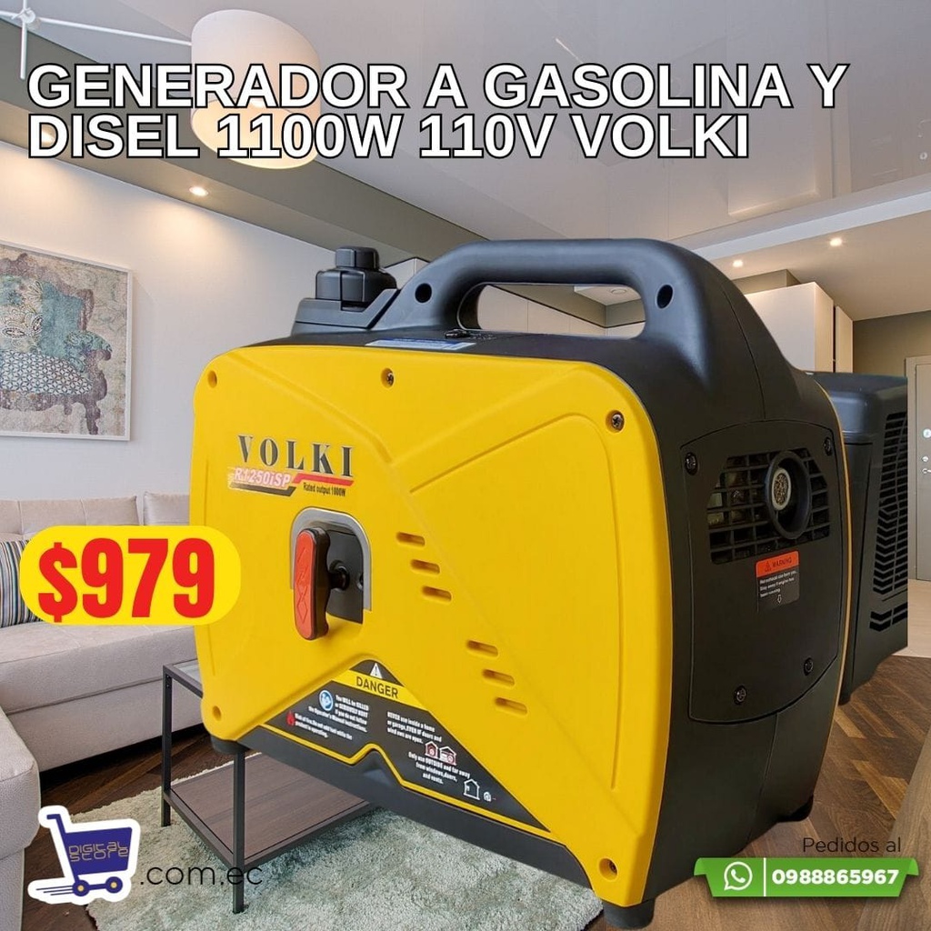 GENERADOR VOLKI A GASOLINA Y DISEL 1100W /110V