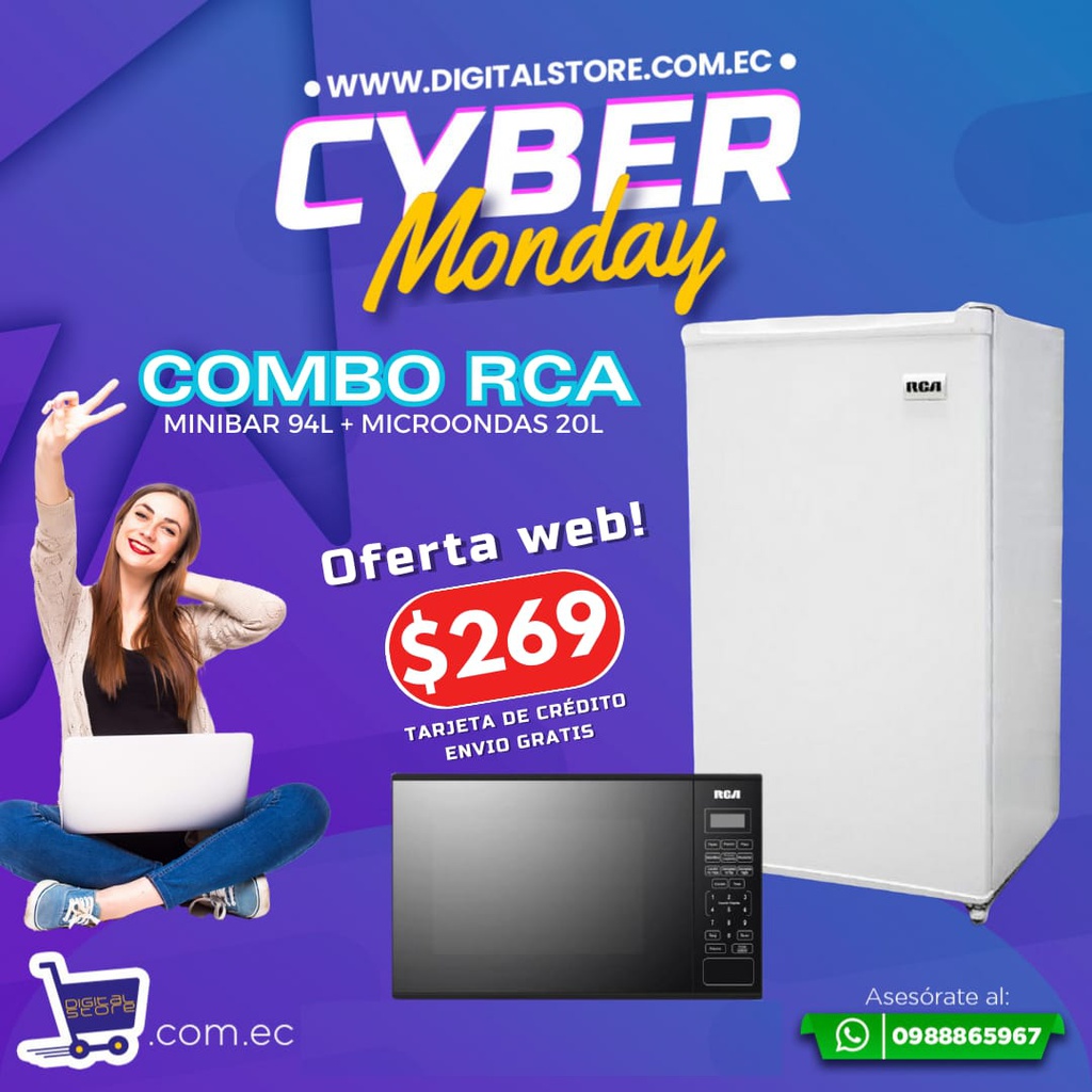 COMBO RCA CYBER MONDAY MINIBAR 94L + MICROONDAS 20L