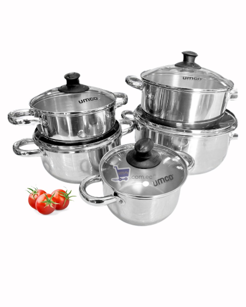 JUEGO DE OLLAS UMCO 10 PIEZAS INOX UM4339