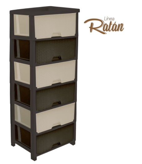 CAJONERA PLASTICA  GLAMOUR 6 PISOS CAFE BEIGE