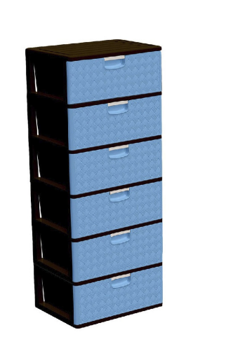 CAJONERA PLASTICA SUPREMA 6 PISOS CELESTE CON CAFE