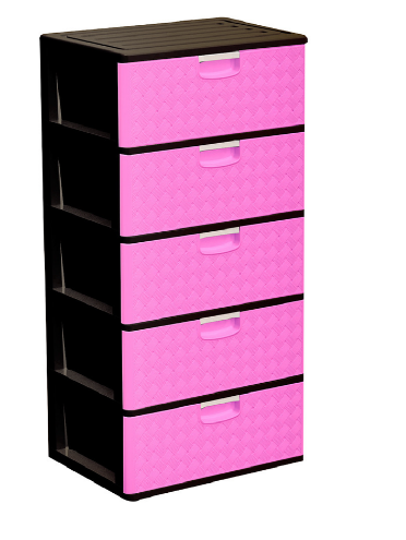 CAJONERA PLASTICA SUPREMA  5 PISOS FUCSIA CON CAFE