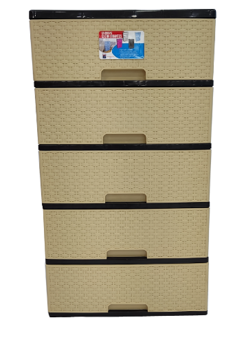 CAJONERA PLASTICA SUPREMA  5 PISOS BEIGE CAFE