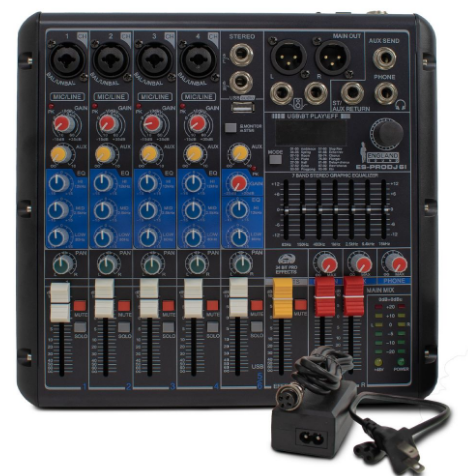 CONSOLA ENGLAND SOUND DE AUDIO DE 8 CANALES BLUETOOTH USB  ES-PRODJ 6I