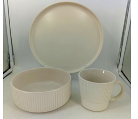 VAJILLA DE 12 PCS CERÁMICA BEIGE MATE