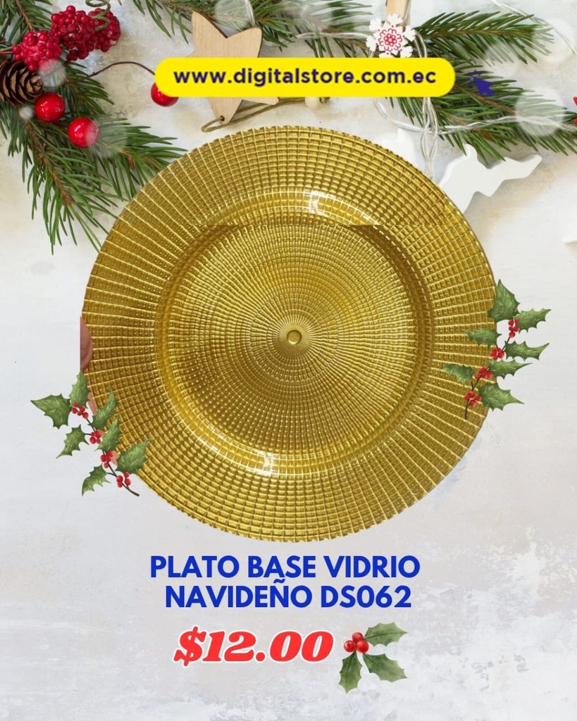 PLATO BASE DE VIDRIO DORADO 062