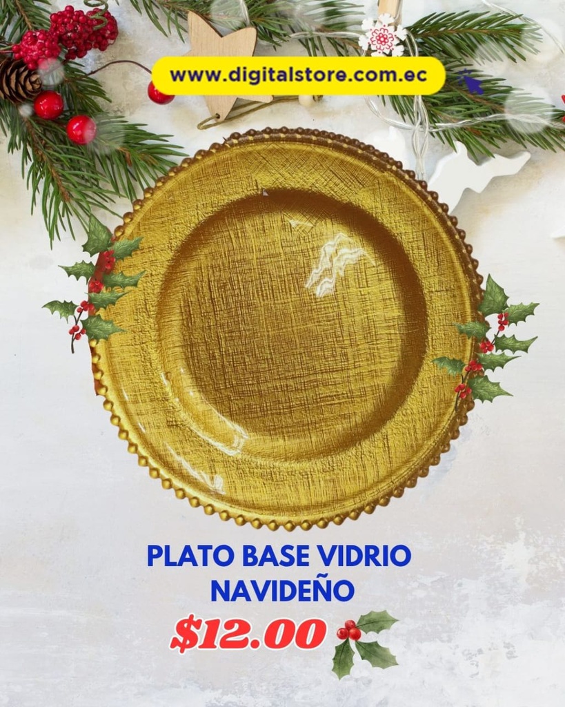 PLATO BASE DE VIDRIO DORADO 063