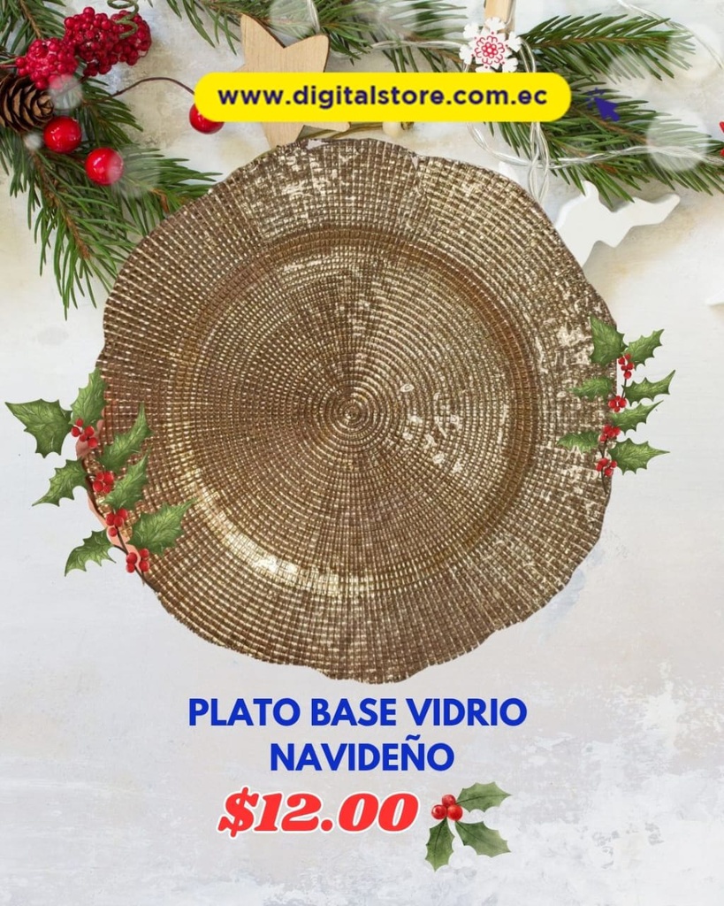 PLATO BASE DE VIDRIO DORADO 064