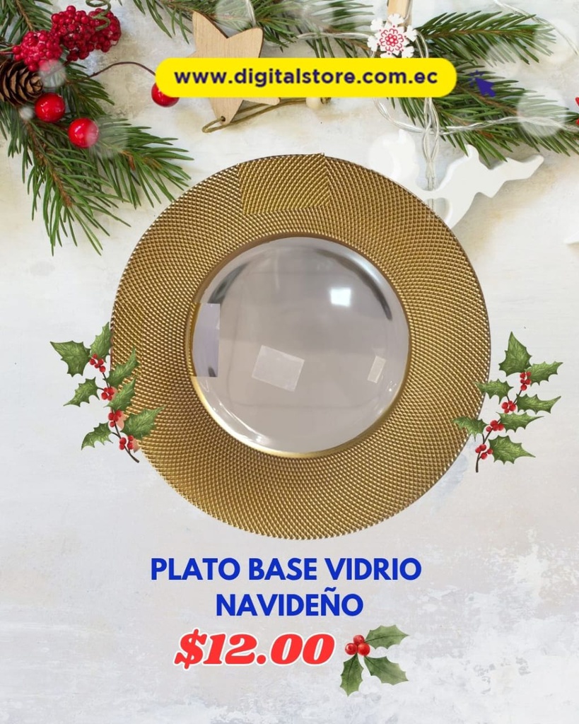 PLATO BASE DE VIDRIO DORADO 066