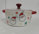 OLLA CERAMICA NAVIDEÑA CON TAPA DE VIDRIO