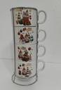 TAZA NAVIDEÑO CERAMICA X 4 CON BASE