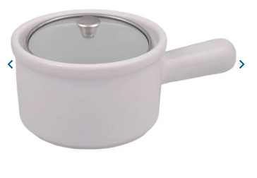 OLLA CERAMICA CON TAPA DE VIDRIO 8CM X 12CM