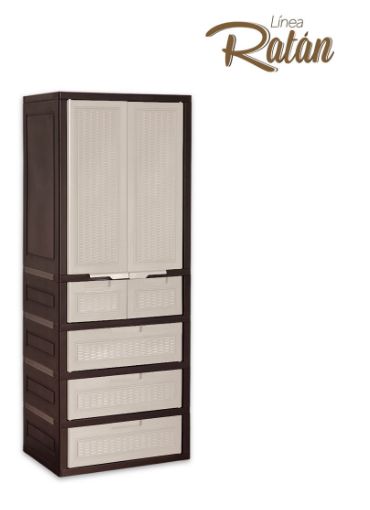 ARMARIO CAJONERA DECO RATAN BEIGE/CAFE