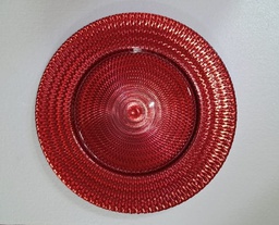 [110863] PLATO BASE VIDRIO ROJO 33CM