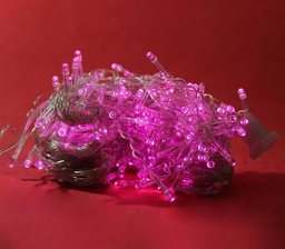 [BUS070] LUCES NAVIDEÑAS CASCADA FIJAS 200 LED ROSADO CABLE TRANSPARENTE