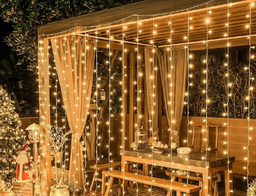 [BUS071] LUCES NAVIDEÑA CORTINA 240 LED CALIDA CABLE TRANSPARENTE