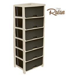 [5101] CAJONERA PLASTICA RATAN GLAMOUR 6 PISOS