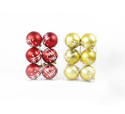 [6CM SRC-988] BOLAS NAVIDEÑAS DORADAS Y ROJAS HO HO 6CM SRC-988