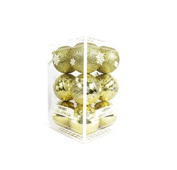 [8ADE12-DORADO] BOLAS NAVIDEÑAS 8CM 12UNIDADES 8ADE12-DORADO
