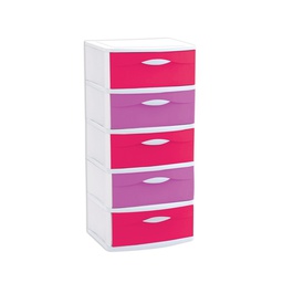 [ROS] CAJONERA PLASTICA COLORINCHE 5 PISOS ROSADA/LILA