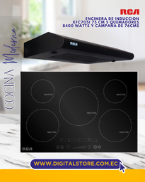 [RCA] COMBO ENCIMERA RCA INDUCCION DE 5 HORNILLAS + CAMPANA RCA 76CM