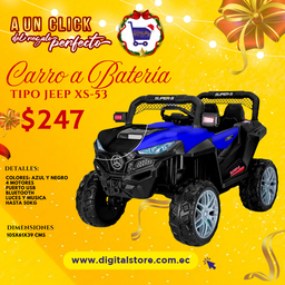 [XS-53 JEEP] CARRO A BATERIA TIPO JEEP XS53 COLORES NEGRO Y AZUL