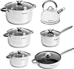 [HR1501] JUEGO DE OLLAS HAUS ROLAND ACERO INOX 12 PIEZAS S1501