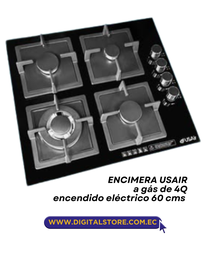 [B60L1D] ENCIMERA USAIR 4 HORNILLAS A GAS VIDRIO TEMPLADO B60L1D