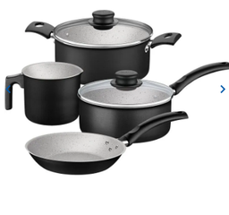 [TRAMONTINA] JUEGO DE OLLAS TRAMONTINA TURIM TAPA DE VIDRIO 6 PZS